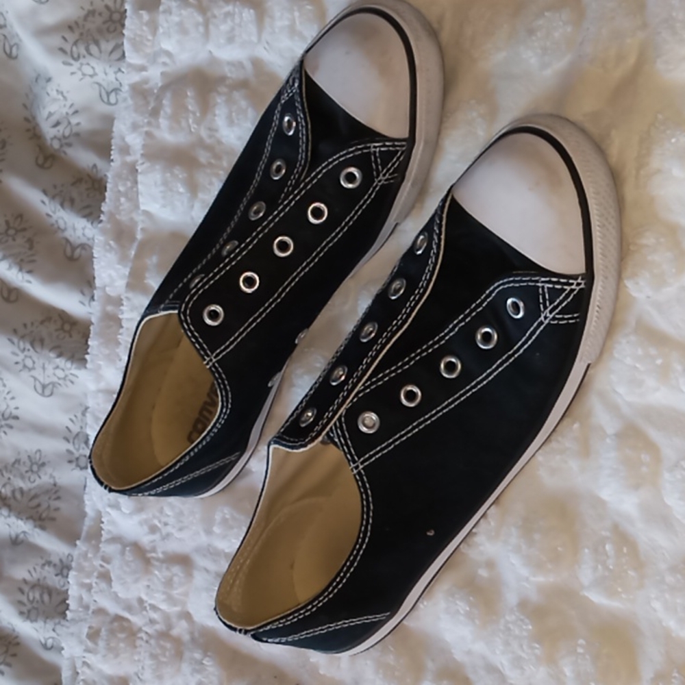 Converse Black and White Slip-On Low Top Sneakers